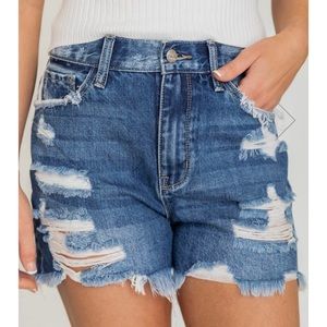 Pink Lily Distressed Shorts